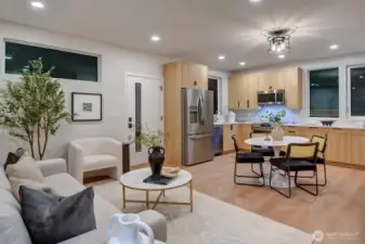 The main living level is open & flexible,