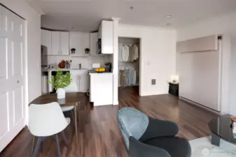 Wall bed shown, could be on floor too.