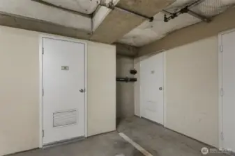 2 storage units next to the parking stall.