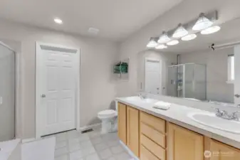 double sinks and walk in closet