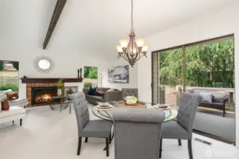 Dining area off kitchen with slider to spacious deck