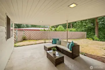Large covered patio! It's time for BBQ's, a firepit, and s'mores!