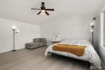 Enough space for a King bed, chaise and dresser if desigered!