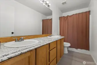 Full Bathroom Upstairs with Dual Vanity.