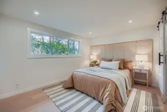 Primary bedroom with walkin closet