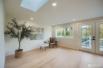 Upstairs main room opens to private deck.