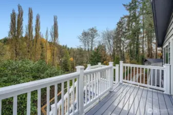 Upstairs living space private deck.