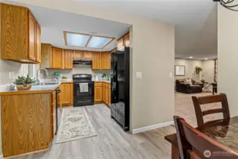 Kitchen has a nook area