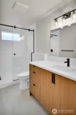 an elegant 3/4 bath.