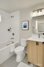with a full bathroom.