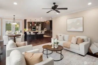 View from family room to kitchen