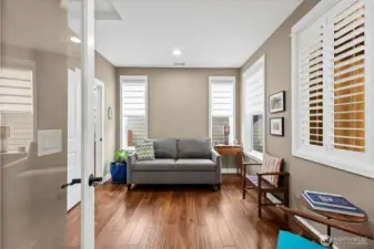 The Guest Suite offers Plantation Shutters and custom blinds.