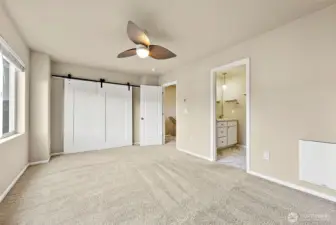 Spacious Bedroom with Ceiling Fan & Private Bath