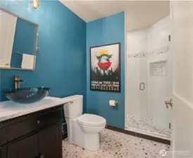 Lower Level Bathroom for Pool and Entertainment Area